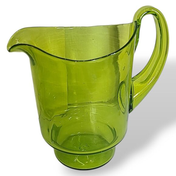 Vintage Blenko #7015s Olive Green Glass Pitcher - Picture 9 of 16
